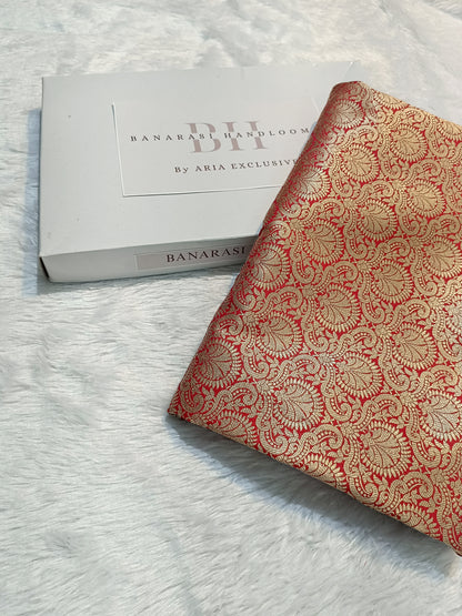 Pure Handloom Katan Silk Banarasi Saree with Floral Jaal Weaving