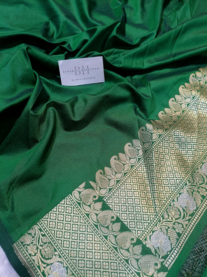 Pure Handloom Katan Silk Banarasi Saree with Meenakari Jaal Weaving