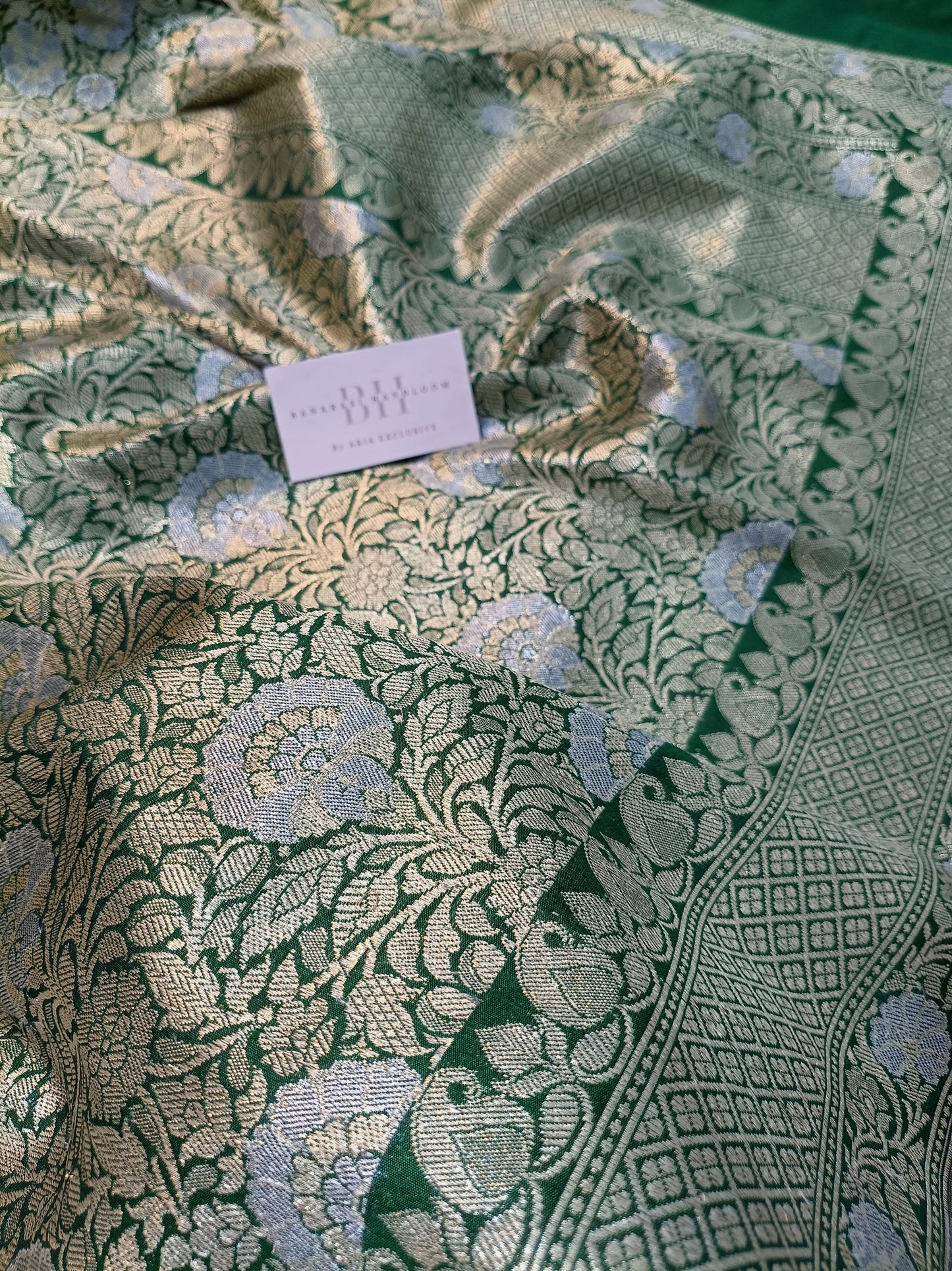 Pure Handloom Katan Silk Banarasi Saree with Meenakari Jaal Weaving