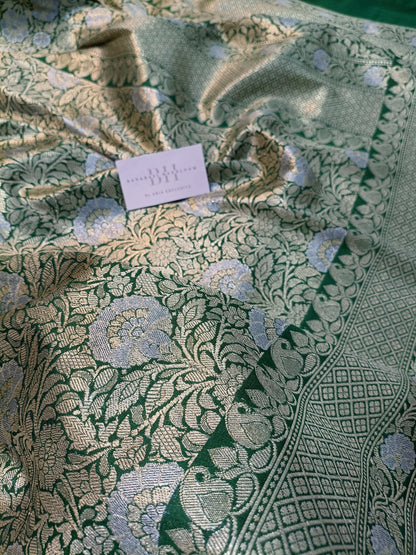 Pure Handloom Katan Silk Banarasi Saree with Meenakari Jaal Weaving