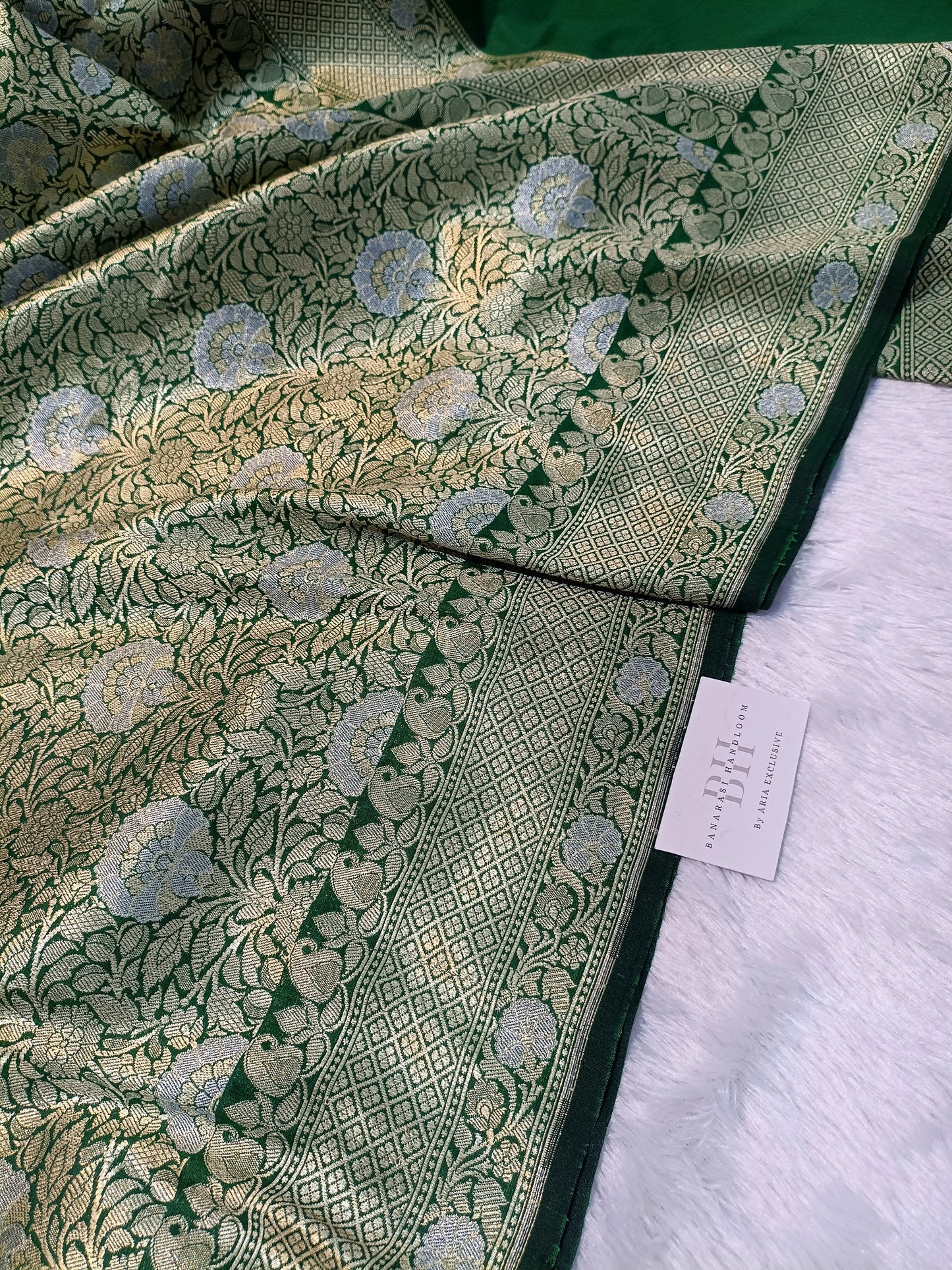 Pure Handloom Katan Silk Banarasi Saree with Meenakari Jaal Weaving