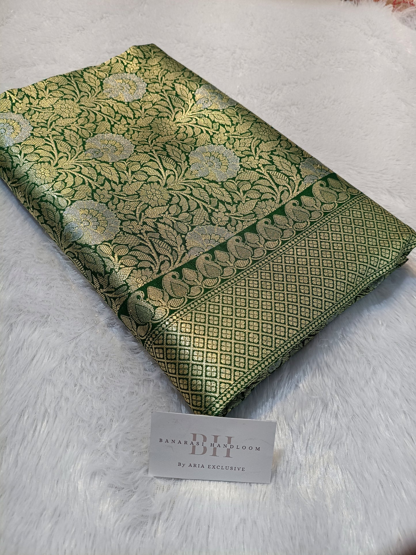 Pure Handloom Katan Silk Banarasi Saree with Meenakari Jaal Weaving