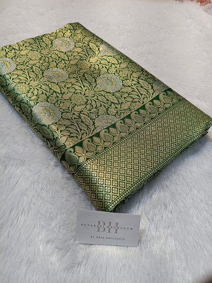 Pure Handloom Katan Silk Banarasi Saree with Meenakari Jaal Weaving