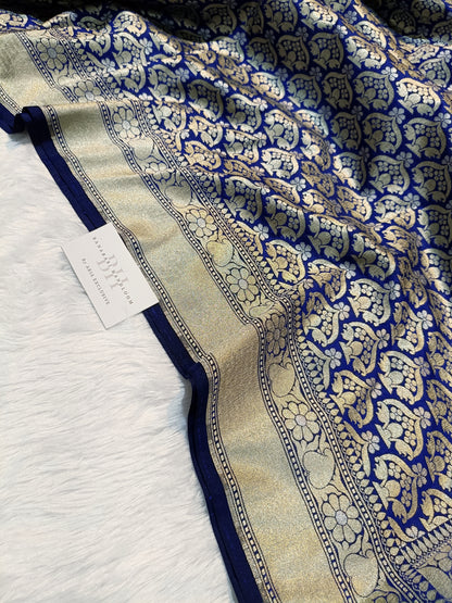 Pure Handloom Katan Silk Banarasi Saree with Meenakari Boota Weaving