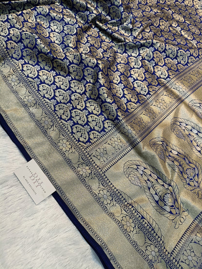 Pure Handloom Katan Silk Banarasi Saree with Meenakari Boota Weaving