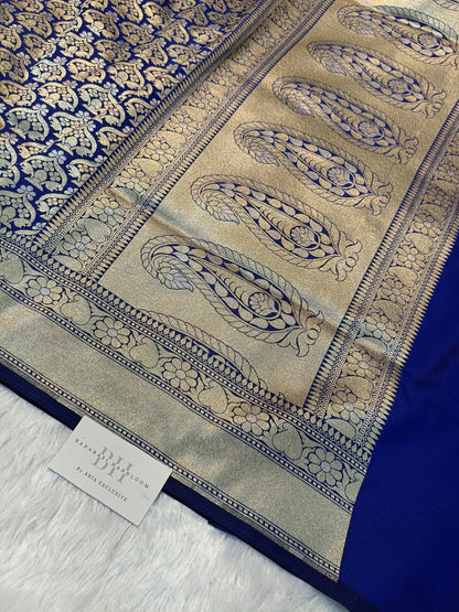 Pure Handloom Katan Silk Banarasi Saree with Meenakari Boota Weaving