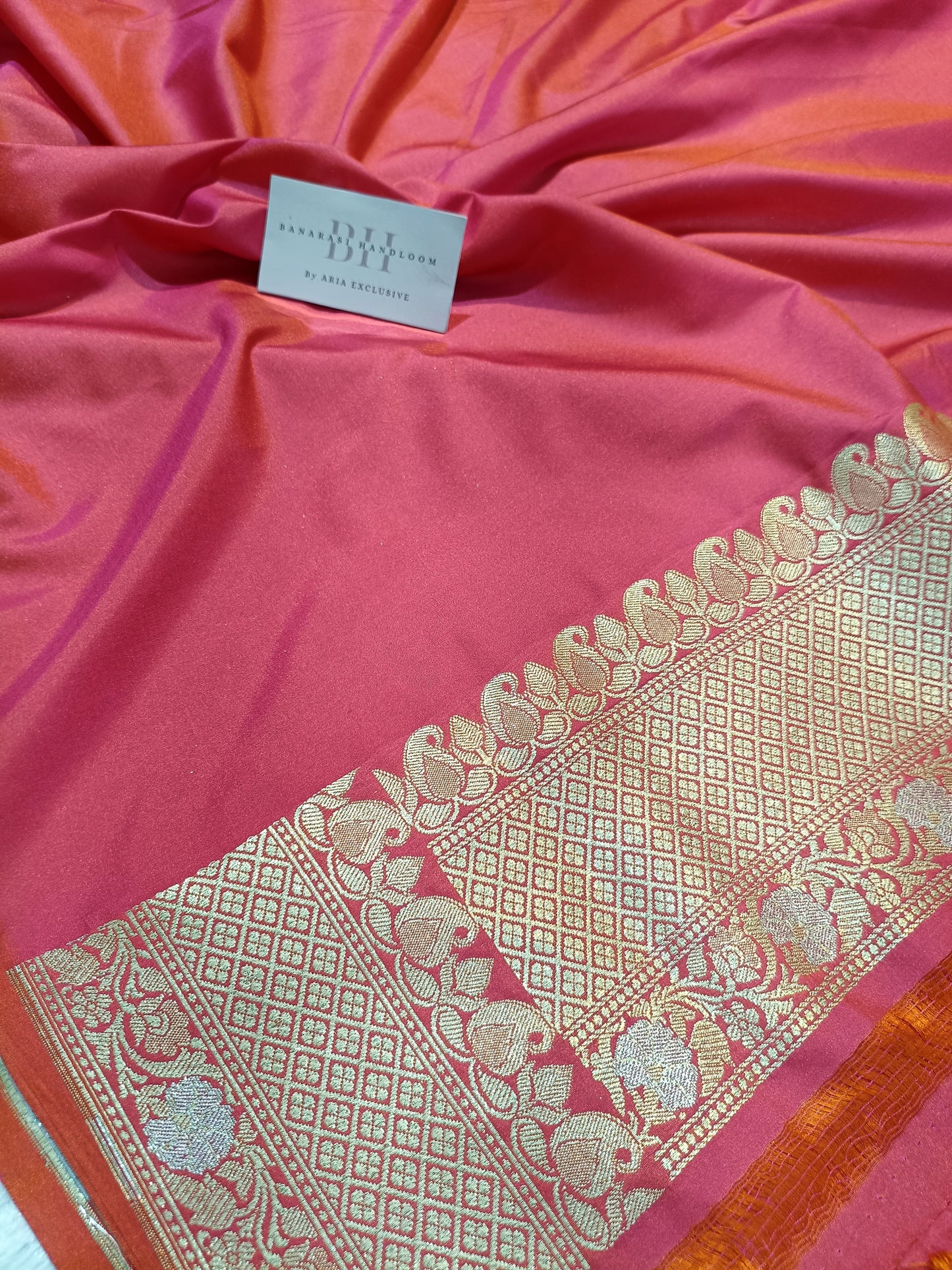 Pure Handloom Katan Silk Banarasi Saree with Meenakari Jaal Weaving
