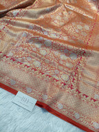 Pure Handloom Katan Silk Banarasi Saree with Meenakari Jaal Weaving
