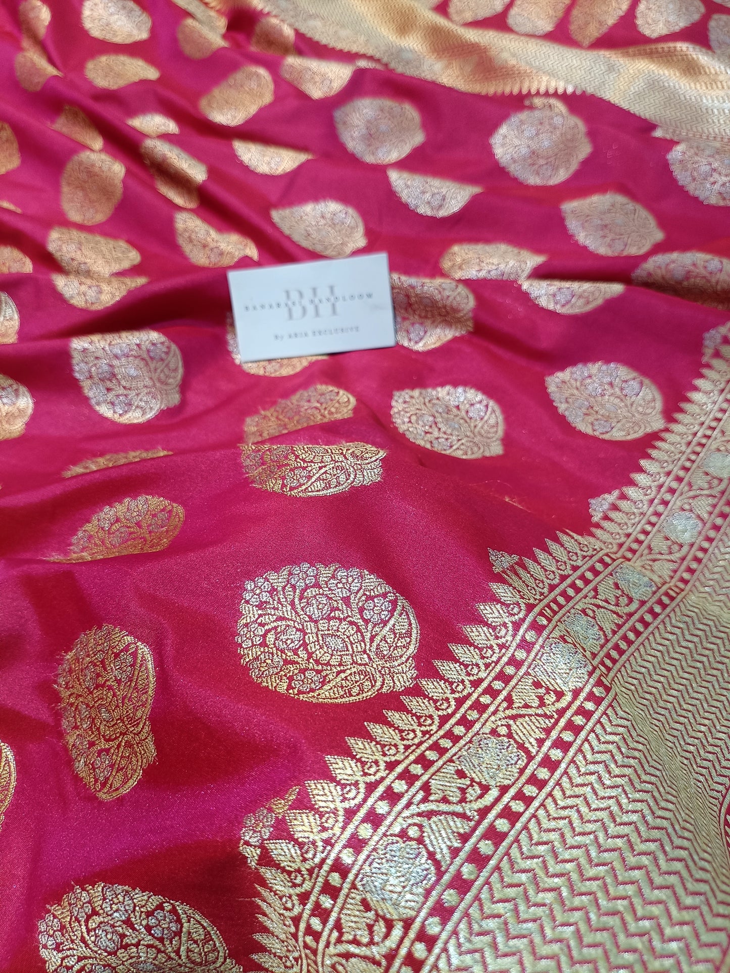 Pure Handloom Katan Silk Banarasi Saree with Floral Zari Boota Weaving