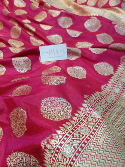 Pure Handloom Katan Silk Banarasi Saree with Floral Zari Boota Weaving