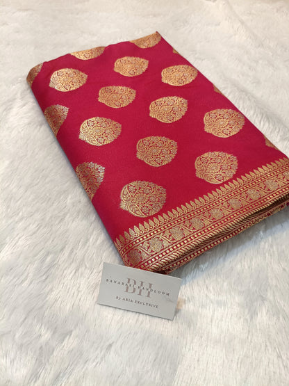 Pure Handloom Katan Silk Banarasi Saree with Floral Zari Boota Weaving
