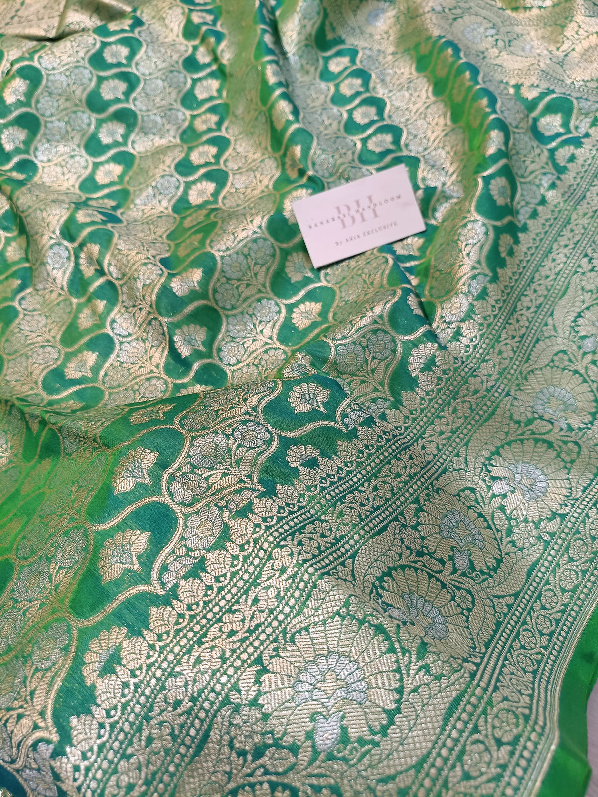 Pure Handloom Katan Silk Banarasi Saree with Floral Jaal Weaving