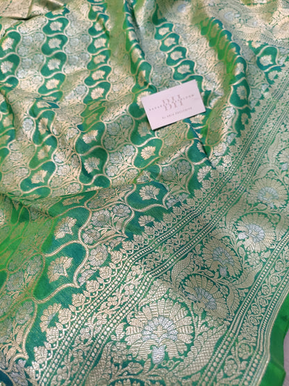 Pure Handloom Katan Silk Banarasi Saree with Floral Jaal Weaving