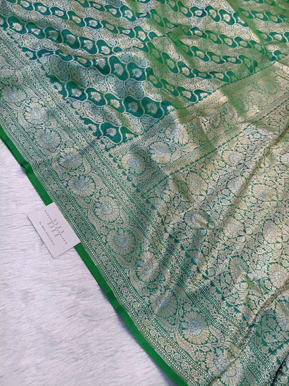Pure Handloom Katan Silk Banarasi Saree with Floral Jaal Weaving