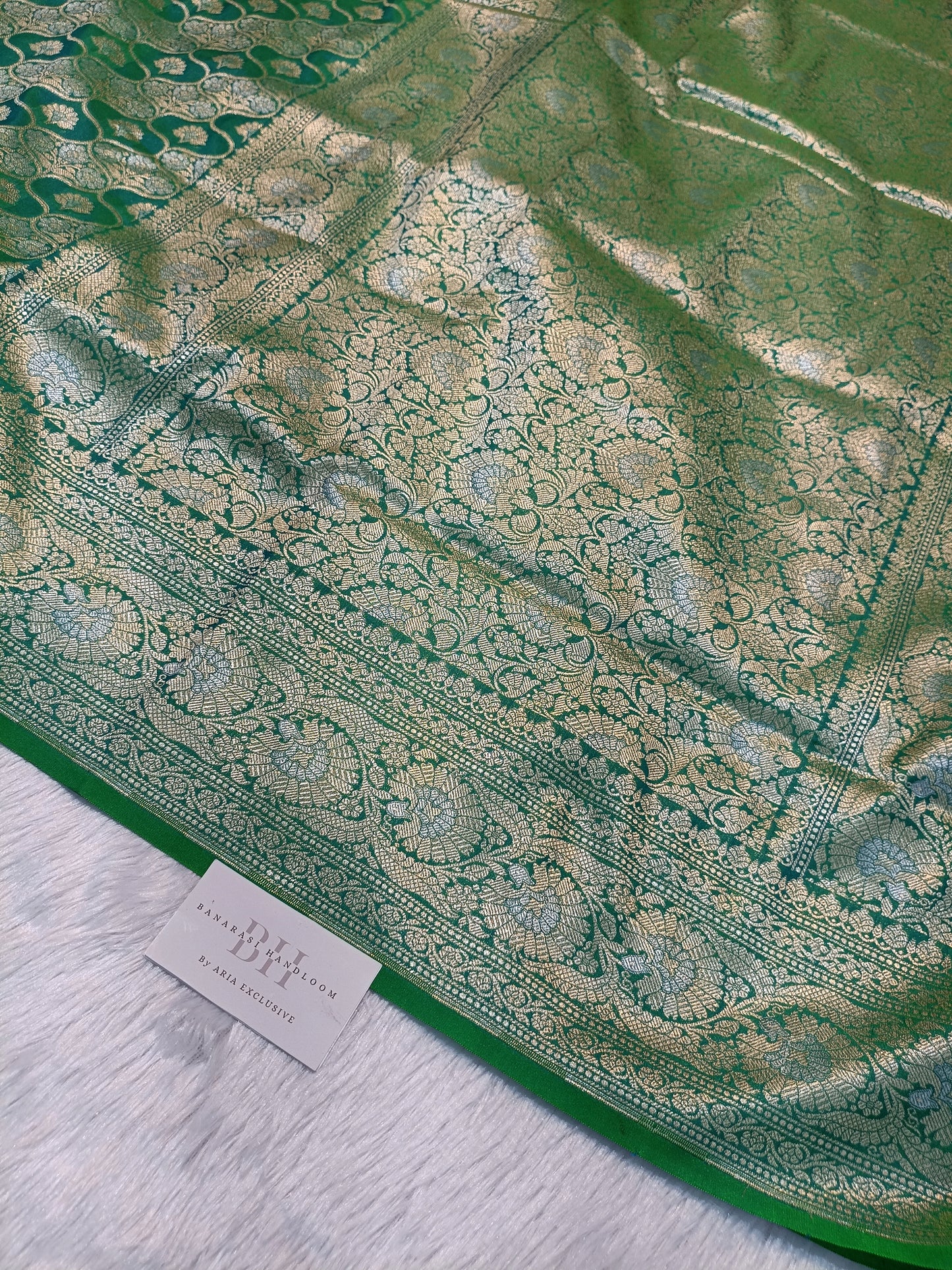 Pure Handloom Katan Silk Banarasi Saree with Floral Jaal Weaving