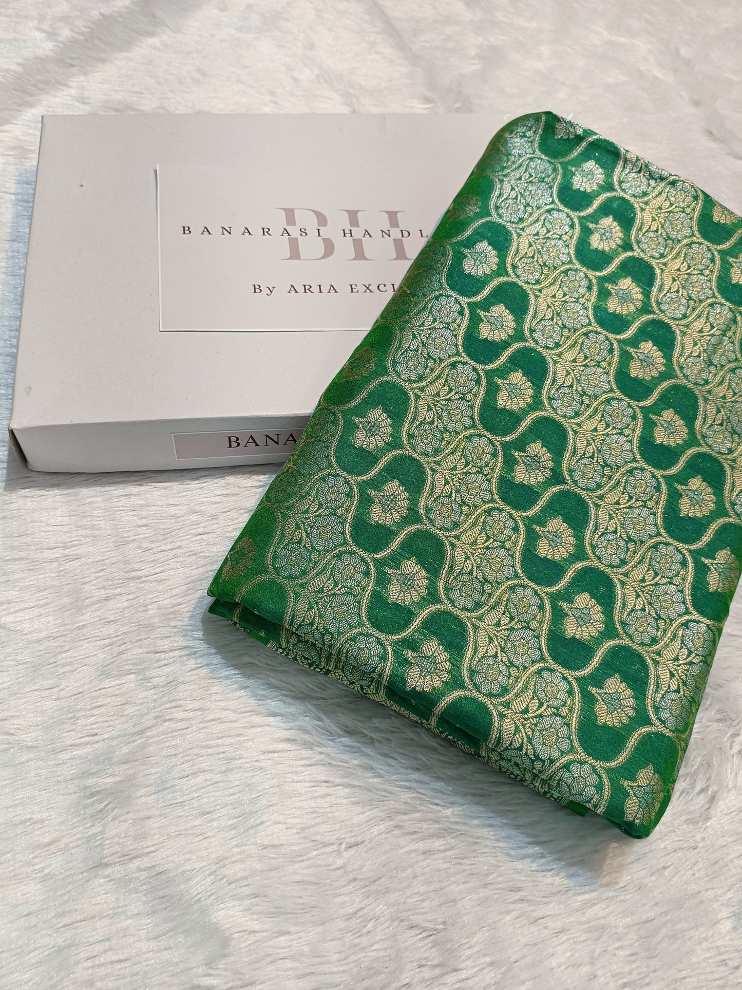 Pure Handloom Katan Silk Banarasi Saree with Floral Jaal Weaving
