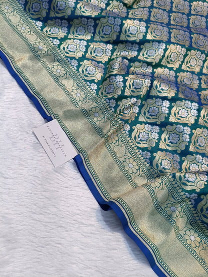 Pure Handloom Katan Silk Banarasi Saree with Meenakari Boota Weaving