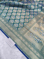 Pure Handloom Katan Silk Banarasi Saree with Meenakari Boota Weaving