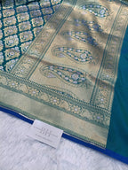 Pure Handloom Katan Silk Banarasi Saree with Meenakari Boota Weaving