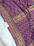 Pure Handloom Khaddi Bandhej Meenakari Banarasi Saree
