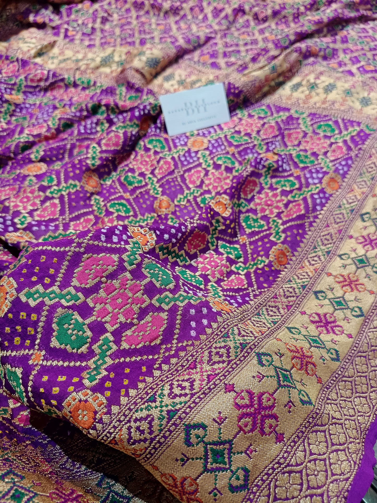 Pure Handloom Khaddi Bandhej Meenakari Banarasi Saree