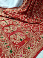 Pure Handloom Khaddi Bandhej Meenakari Banarasi Saree