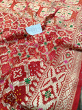Pure Handloom Khaddi Bandhej Meenakari Banarasi Saree