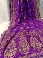 Pure Handloom Khaddi Bandhej Meenakari Banarasi Saree