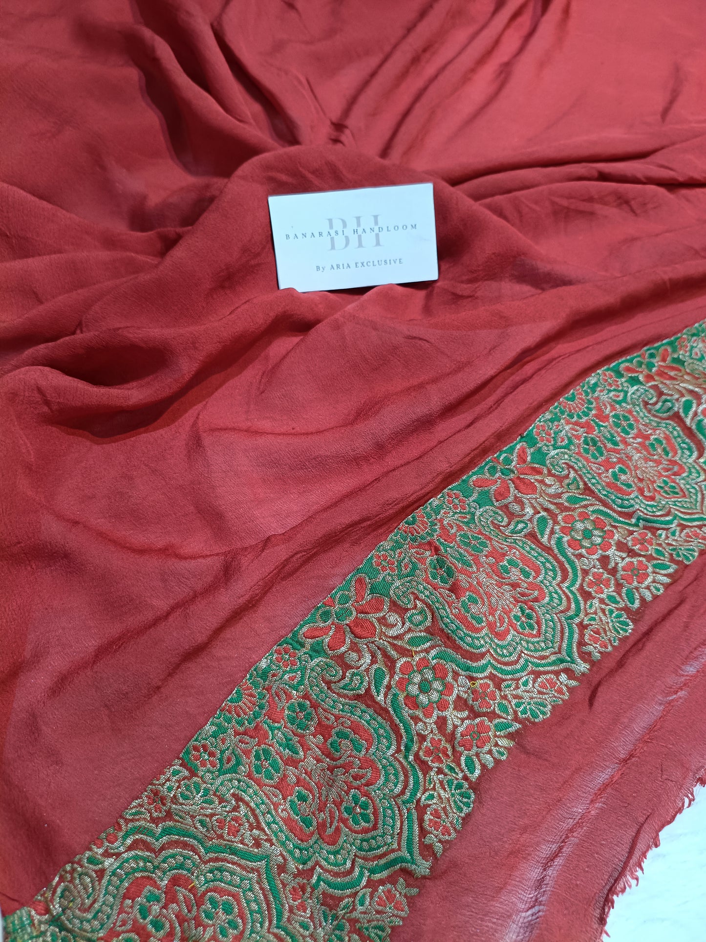 Pure Handloom Khaddi Bandhej Meenakari Banarasi Saree