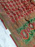 Pure Handloom Khaddi Bandhej Meenakari Banarasi Saree