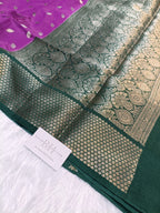 Pure Viscose Silk Banarasi Saree with Booti Design and Contrast Border