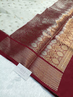 Pure Viscose Silk Banarasi Saree with Booti Design and Contrast Border