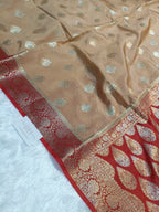 Pure Viscose Silk Banarasi Saree with Floral Bootis and Contrast Floral Border