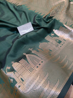 Mashru Silk Banarasi Saree with Banaras Ghat & Temple Weaving