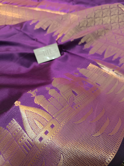 Mashru Silk Banarasi Saree with Banaras Ghat & Temple Weaving