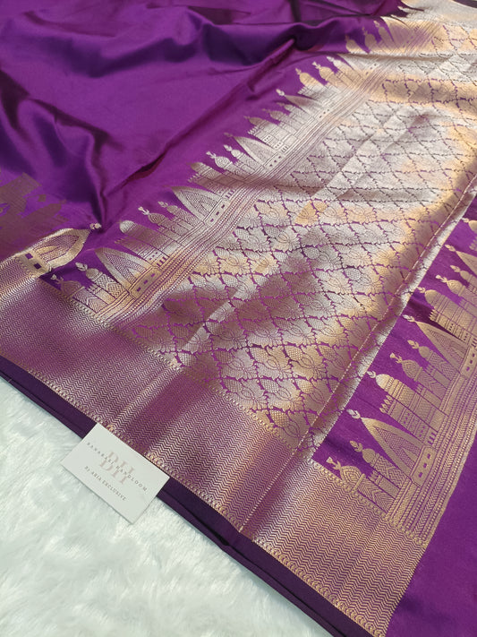 Mashru Silk Banarasi Saree with Banaras Ghat & Temple Weaving