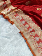 Pure Handloom Premium Katan Silk Banarasi Saree with Meenakari Flower Motifs