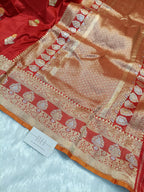 Pure Handloom Premium Katan Silk Banarasi Saree with Meenakari Flower Motifs