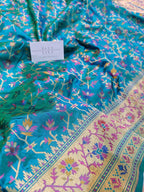 Pure Handloom Premium Katan Silk Banarasi Saree with Meenakari Floral Jaal Design