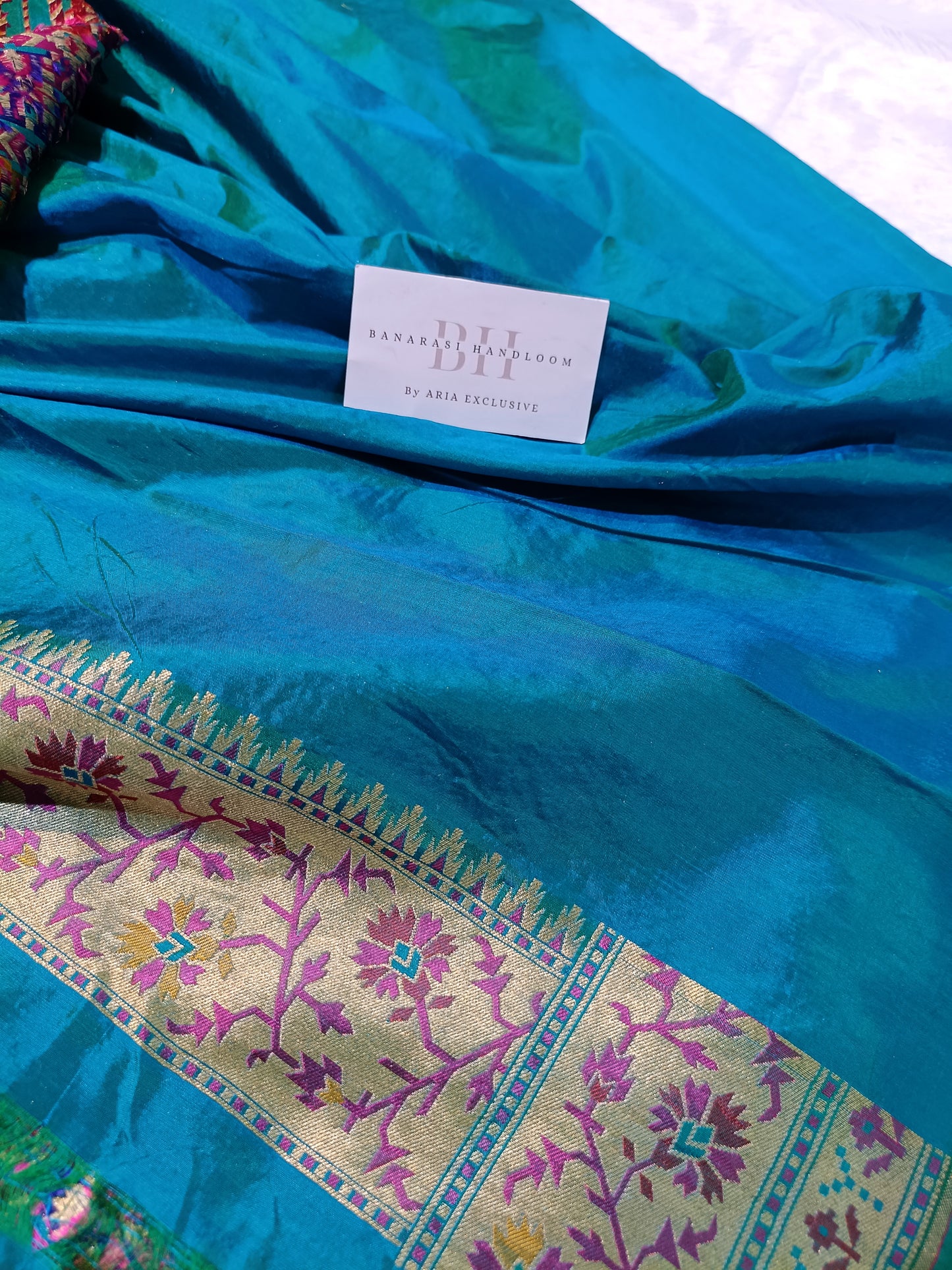 Pure Handloom Premium Katan Silk Banarasi Saree with Meenakari Floral Jaal Design
