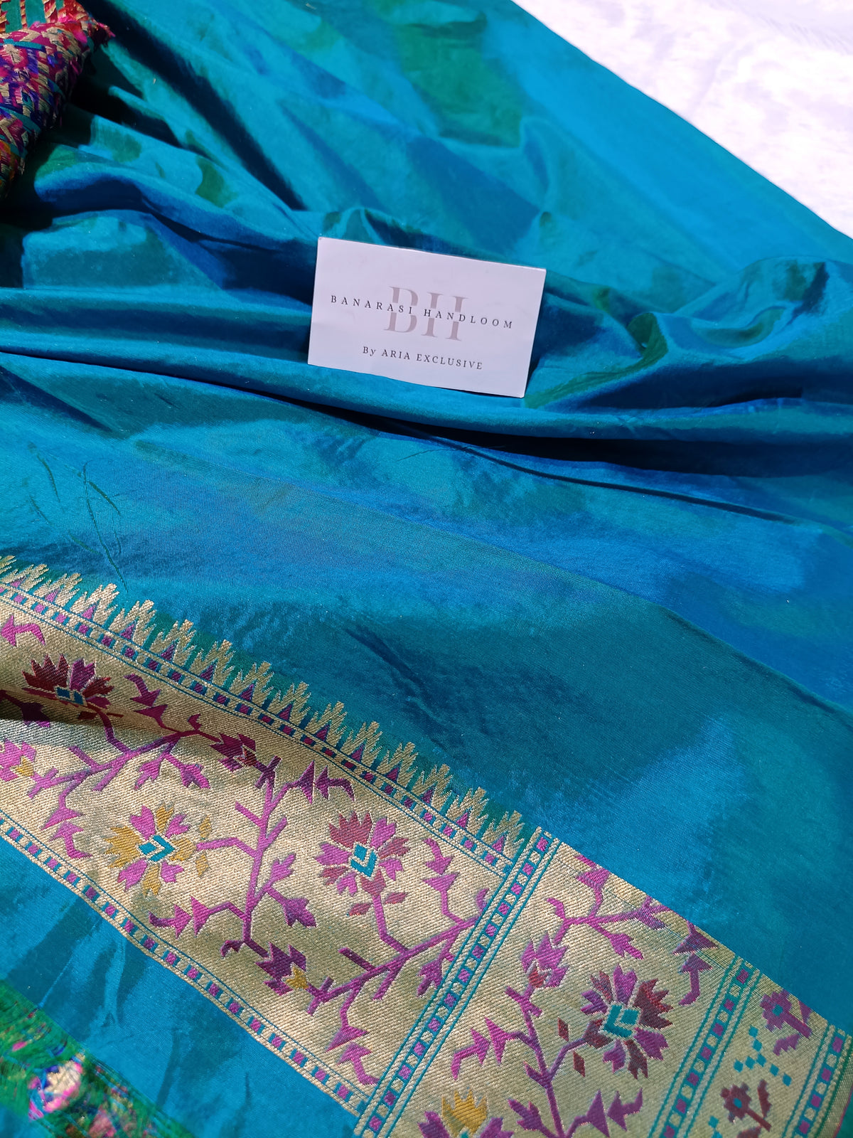 Pure Handloom Premium Katan Silk Banarasi Saree with Meenakari Floral Jaal Design