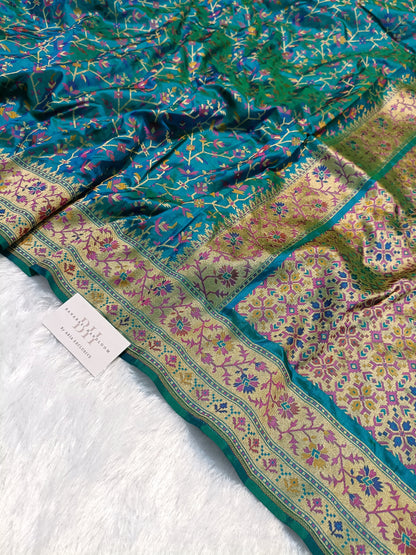 Pure Handloom Premium Katan Silk Banarasi Saree with Meenakari Floral Jaal Design