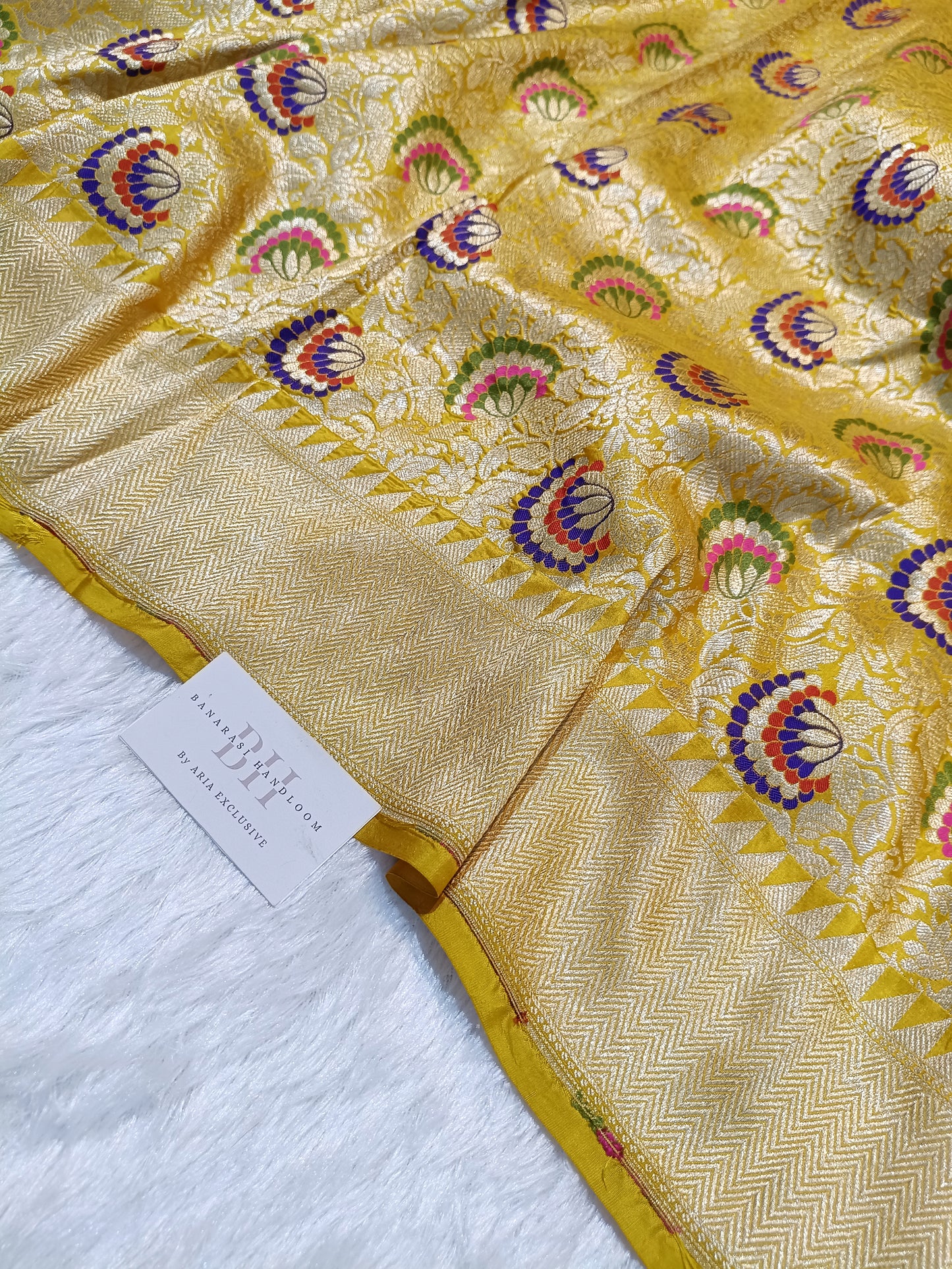 Pure Handloom Premium Katan Silk Banarasi Saree with Meenakari Floral Jaal Design