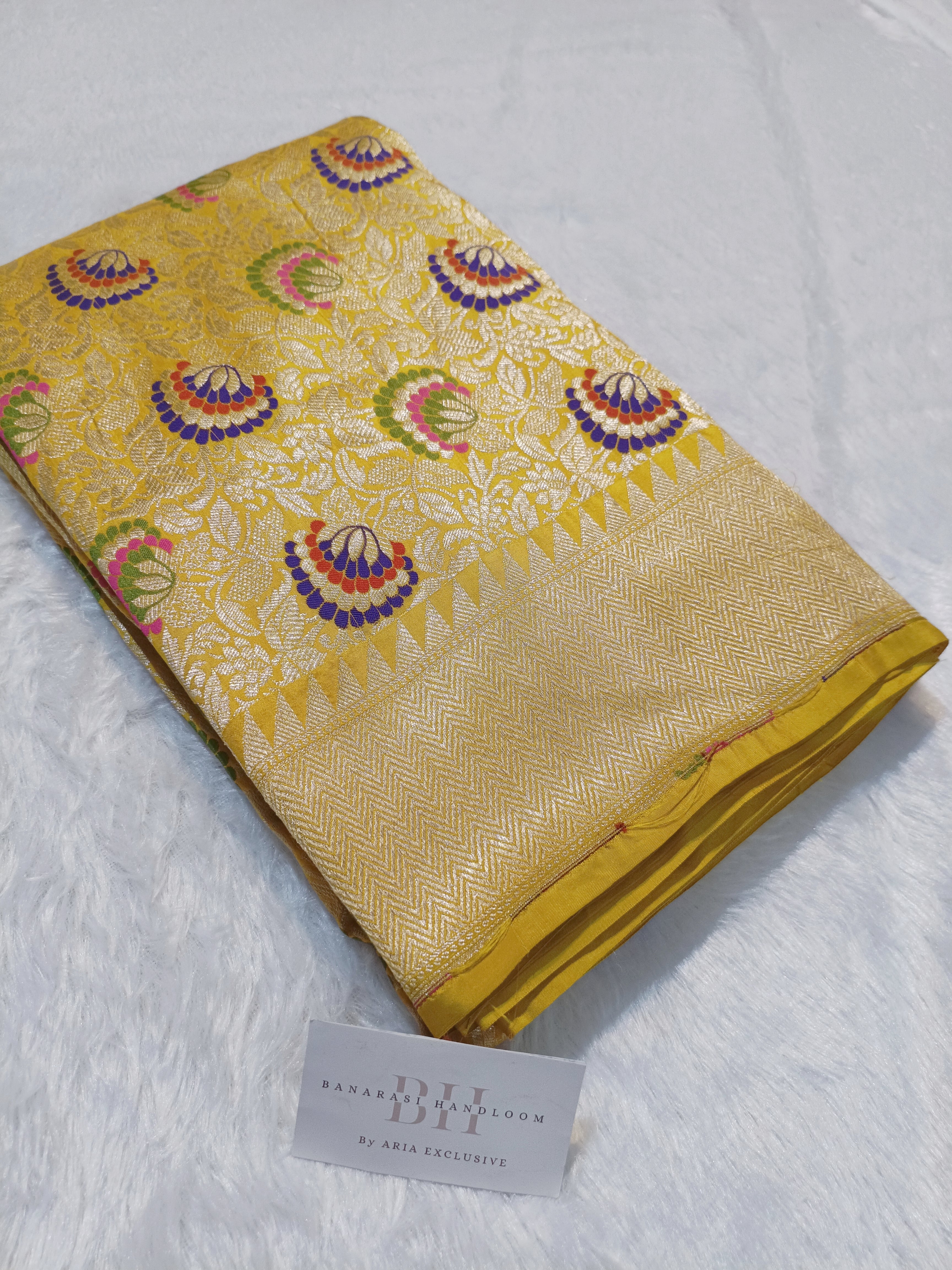 Pure Handloom Premium Katan Silk Banarasi Saree with Meenakari Floral Jaal Design