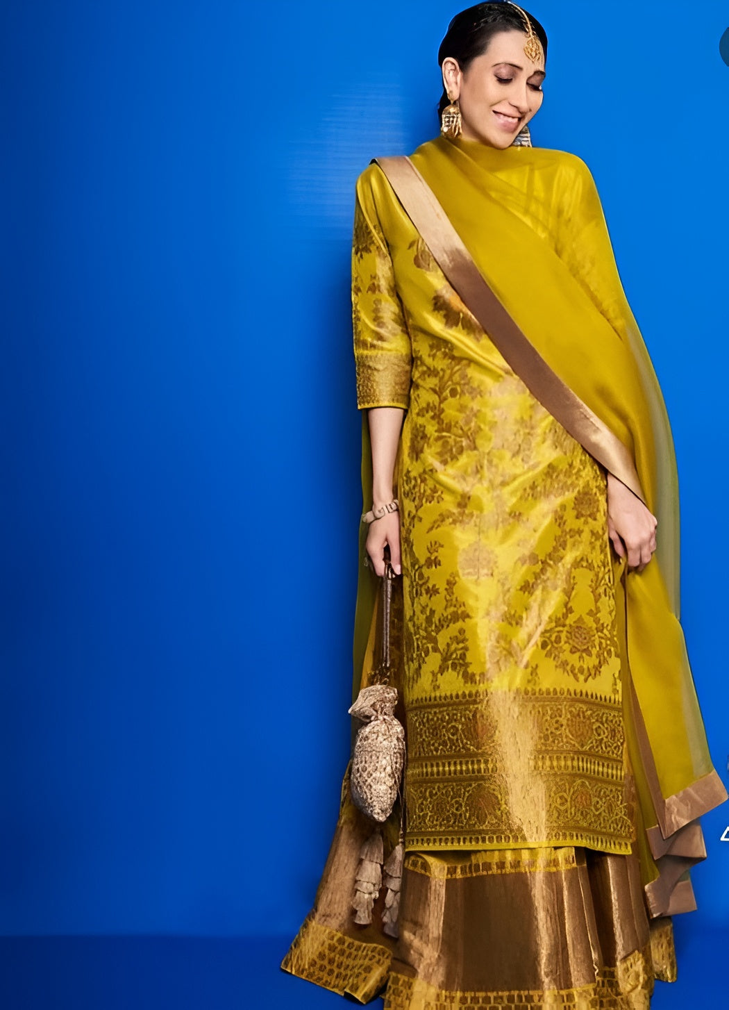 (Pre-Order) Karishma Kapoor Inspired Handwoven Paper Kataan Silk Co-ord Set
