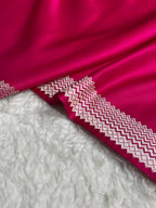 Hot Pink Shade Handwoven Kataan Mashru Silk Saree