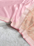 Baby Pink Shade Handwoven Kataan Mashru Silk Saree