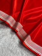 Bridal Red Shade Handwoven Kataan Mashru Silk Saree