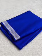 Royal Blue Shade Handwoven Kataan Mashru Silk Saree