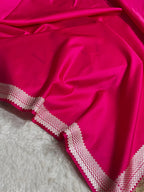 Hot Pink Shade Handwoven Kataan Mashru Silk Saree